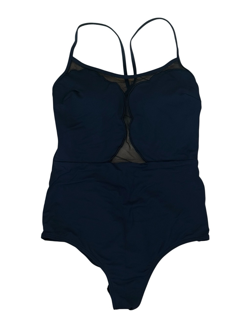 BCBGeneration Navy Blue One-Piece Swimsuit with Mesh Insets